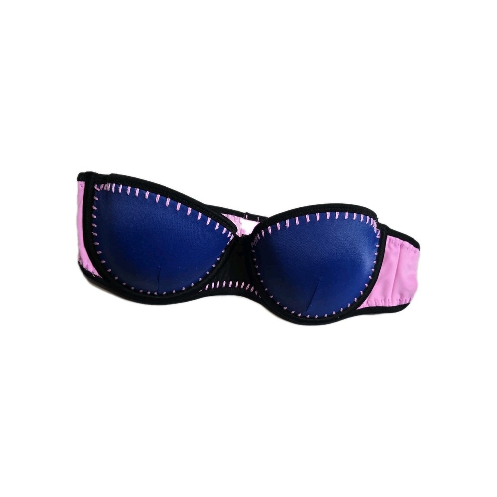 Women's Victoria Secret Strapless Bikini Top Size 36 B Blue And Pink